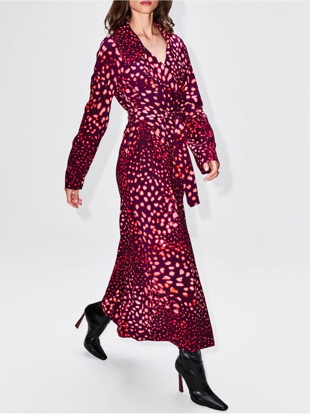 Dries Van Noten Roland Trench Long Sleeve Double Breasted Maxi Dress in Burgundy - Picture 3 of 10